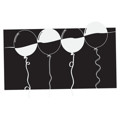 Fototapete - continuous line Balloon icon party balloon icon decoration birthday vector. Balloon black silhouette icon