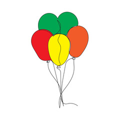 Fototapete - continuous line Balloon icon party balloon icon decoration birthday vector. Balloon black silhouette icon