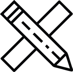 Poster - Stylized Pencil Icon: Minimalist Black Line Art of a Pencil Overlapping Another, Isolated on White. Design Element for Creative Concepts.             