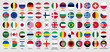 © Munnacreativehub - Collection of world national flags with country names. World country flags set. Round national flags of different countries including USA, India, Japan, UK, China, and more. Vector illustration.