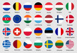 © Munnacreativehub - Collection of world national flags with country names. Set of rounded international country flags. Including USA, UK, India, Germany, France, and others. Vector illustration.