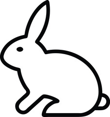 Poster - Minimalist Rabbit Illustration: Simple Black Line Drawing of a Bunny, Side View, Ideal for Easter Designs and Farm Animal Graphics, Isolated on White, Stock Image.