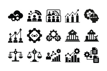 Wall Mural - set of vector icons: diverse people illustrations and business symbols in a modern design