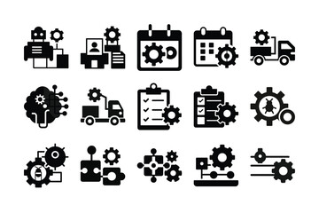 Wall Mural - seamless set of black silhouette vector icons for web design