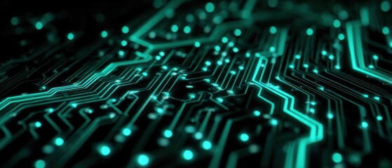 Poster - Glowing turquoise circuit board