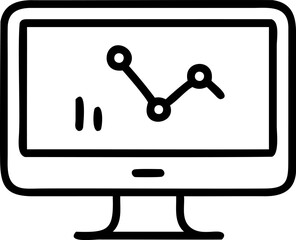 Leinwandbilder - Black and White Computer Screen Showing Line Graph Data