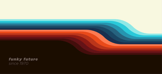 Poster - An abstract, minimal 1980s-style background with a retro-futuristic feel and bright, colorful lines. Vector illustration.