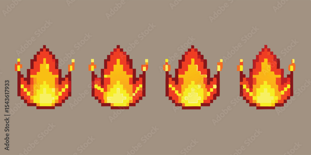 Pixel Art Fire Sprite Sheet – Burning Flame Animation in 8-bit 16-bit ...