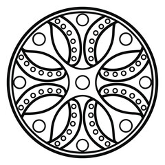 Poster - Simple Black and White Mandala: Geometric Flower Design with Radial Symmetry and Decorative Elements, for Coloring Pages and Creative Projects.       