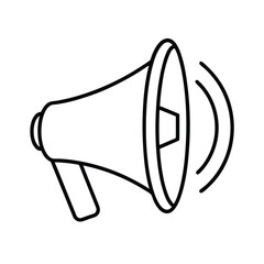 Poster - A simple and effective outline illustration of a loudspeaker broadcasting sound waves