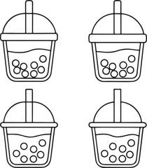 Poster - Bubble tea Collection of bubble tea line art vector illustrations for drink designs