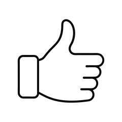 Poster - Simple black and white line art thumbs up sign for social media icons and positive feedback