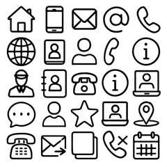Poster - A vector set of web communication icons for internet, mail, phone, and social media