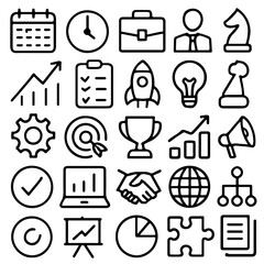 Poster - Business and finance web icon set with black vector silhouette illustrations