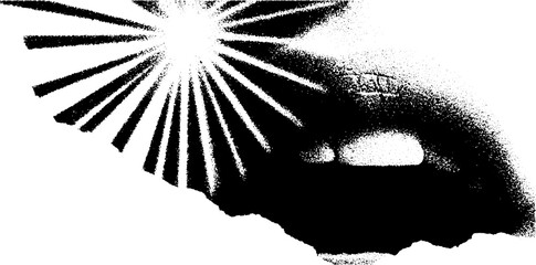 Aufkleber - Abstract black and white high contrast design with flashbulb burst effect