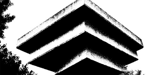 Aufkleber - Abstract architecture of floating concrete slabs in high contrast black and white