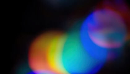 Wall Mural - vibrant abstract bokeh with multicolor light orbs on dark background for web design, digital wallpap