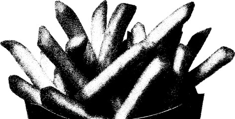 Poster - High contrast black and white french fry cluster design