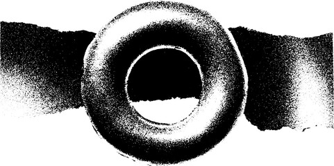 Poster - High contrast black and white glazed doughnut design for artistic print