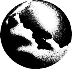 Poster - Abstract black and white globe with high contrast meridian design for creative projects