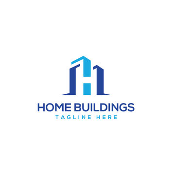 Home building real estate logo design letter H building sign monogram creative concept