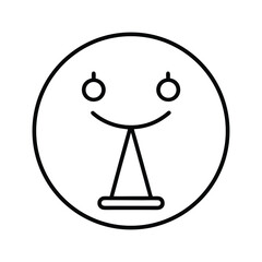 Poster - Smiling abstract face depicting celebration with simple line art and minimalist aesthetics