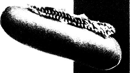 Aufkleber - High contrast black and white hotdog with mustard abstract design
