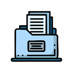 Poster - Illustration of a file folder with documents, representing information and data storage