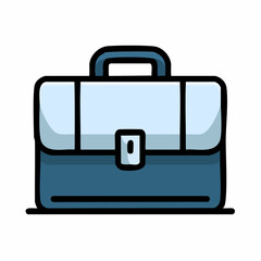 Poster - Illustration of a blue briefcase with a handle and a clasp, isolated on white background
