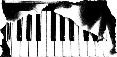 Poster - Abstract high contrast black and white keyboard art design