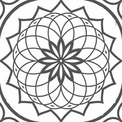 Poster - Seamless black and white geometric mandala pattern with a spider web-like texture, ideal for an abstract art wallpaper design