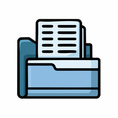 Poster - Vector illustration of a blue file folder with documents inside, flat design