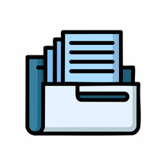 Poster - Vector illustration of a folder with documents, a flat design style graphic
