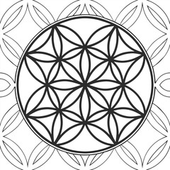 Poster - Seamless black and white abstract geometric pattern wallpaper for vintage textile decoration
