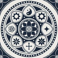 Poster - Abstract vector illustration with a seamless floral pattern design and decorative elements