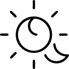 Poster - Minimalist Sun and Moon Line Art Icon: A simple vector illustration featuring celestial bodies, perfect for logos, graphics, and designs needing a symbolic element.