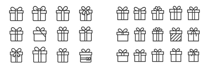 Poster - Collection of various gift box designs featuring bows and patterns for celebrations and special occasions