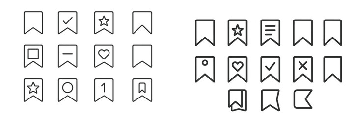 Aufkleber - Multiple simple icons representing various bookmarks and symbols designed for user interface applications and graphic design projects