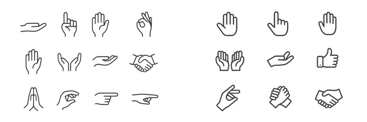 Poster - Various hand gesture symbols illustrating communication and interaction in a minimalist design