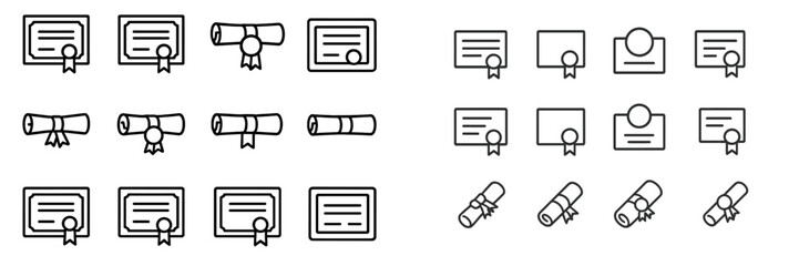 Poster - Collection of diploma and certificate icons illustrating various achievements and educational accomplishments