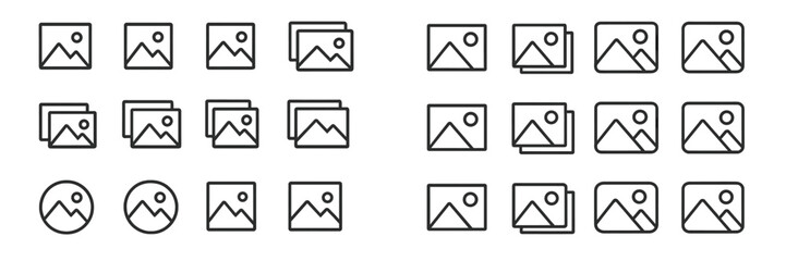 Aufkleber - Collection of simple image icons representing various formats and styles on a plain background