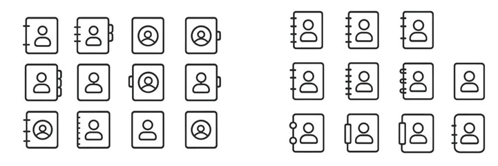 Aufkleber - Collection of icons representing contact lists and user profiles in a minimalist design