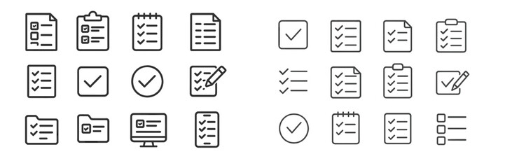 Aufkleber - Various checklists and documents in simple line art style showcasing organizational tools