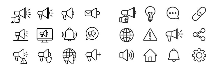 Poster - Collection of various icons representing communication and notification concepts in a modern design layout