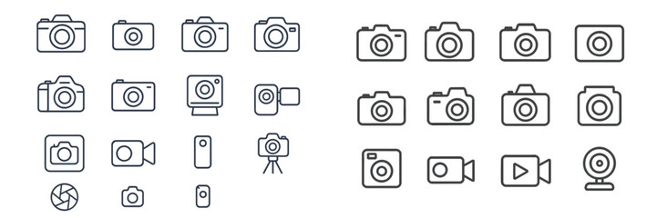 Aufkleber - Collection of camera icons arranged in a grid showcasing various styles and designs for photography and video recording