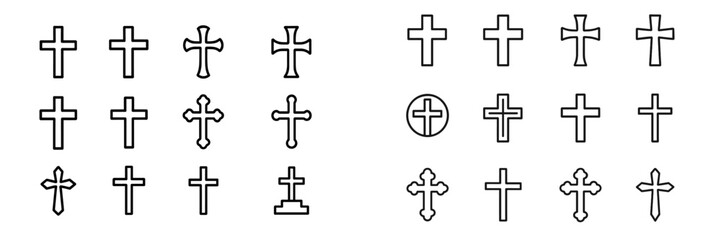 Poster - Collection of various cross designs for artistic use in crafting and religious projects