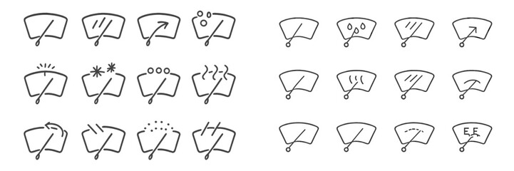 Poster - Various hand-drawn symbols illustrating different actions related to weather and environments