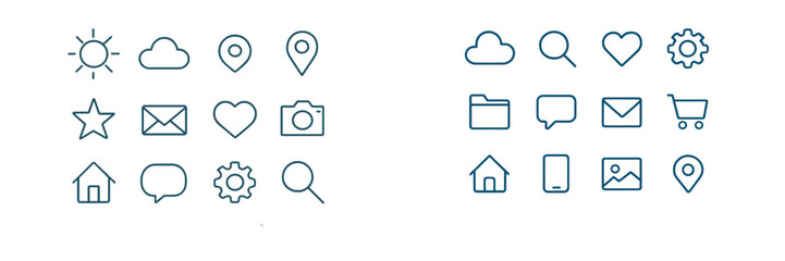 Poster - Set of minimalist icons representing various concepts in a modern and elegant style