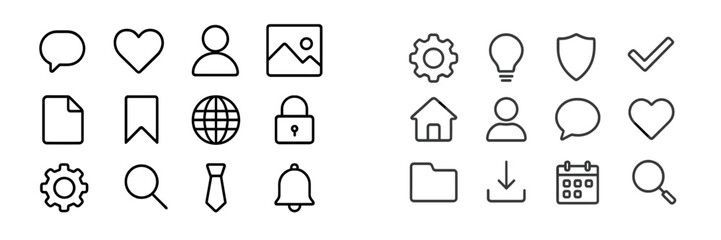 Poster - Collection of simple line icons representing various activities and concepts suitable for digital design projects