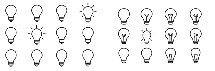 Aufkleber - Light bulb designs illustrating various styles and concepts for creativity and innovation in a modern context